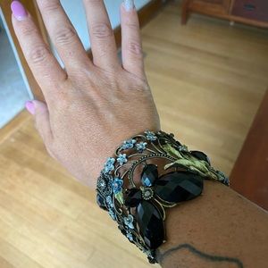Butterfly and floral metal bracelet
